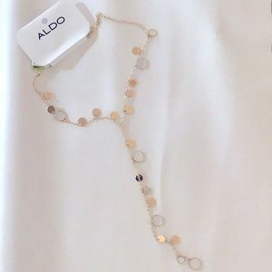 Aldo gold colored Y necklace with pave charms
